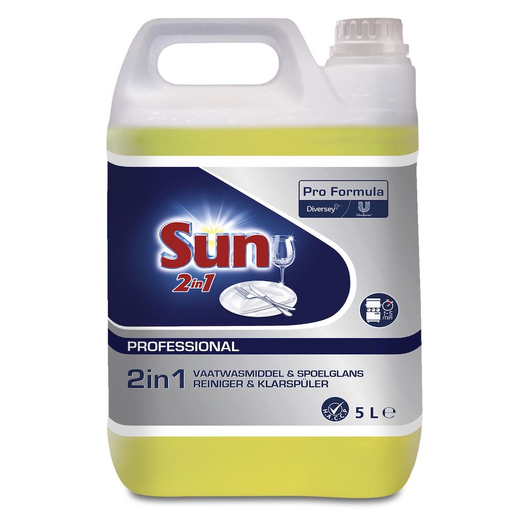 Sun Professionnel liquide 2 en 1 2x5L - Liquide de lavage concentré avec fonction d’aide au rinçage