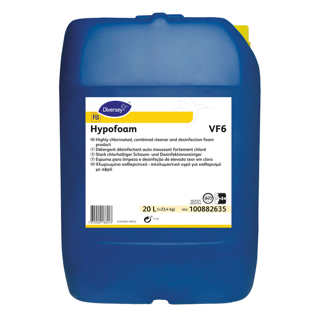 Hypofoam VF6 20L - Détergent désinfectant auto moussant fortement chloré