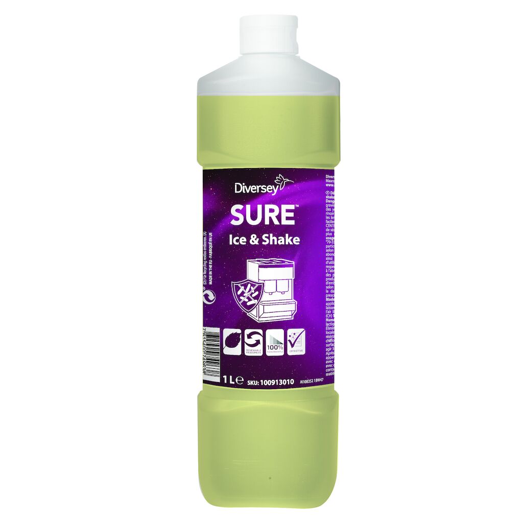 SURE Ice & Shake 6x1L - Détergent désinfectant acide concentré pour le nettoyage et la désinfection des machines à glace, chantilly et boisson