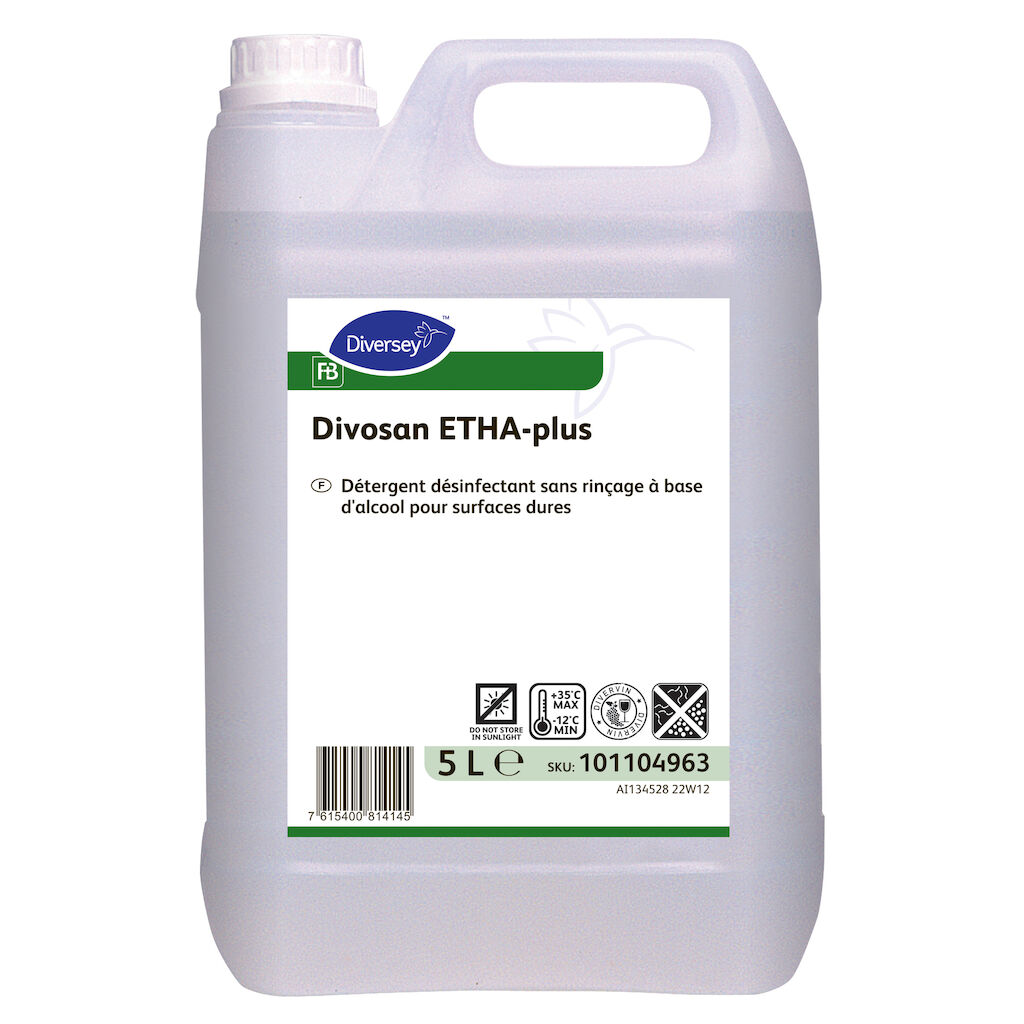 Divosan ETHA-plus 2x5L - Détergent désinfectant virucide pour surfaces à base d'alcool