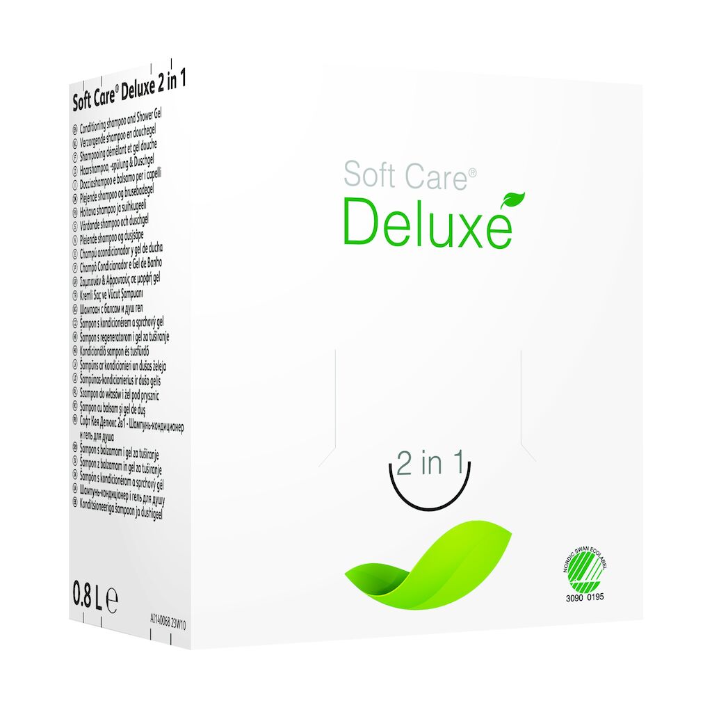 Soft Care Deluxe 2 in 1 6x0.8L - Crème nettoyante revilitalisante pour les mains, les cheveux et le corps, Eco-certiﬁé