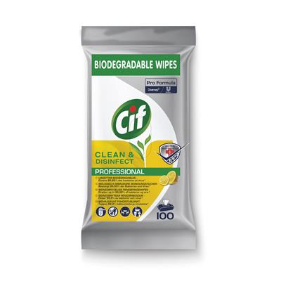Cif Pro Formula Clean & Disinfect Wipes 4x100pc - Lingettes nettoyantes désinfectantes biodégradables