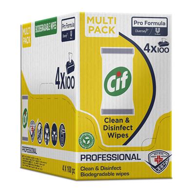Cif Pro Formula Clean & Disinfect Wipes 4x100pc